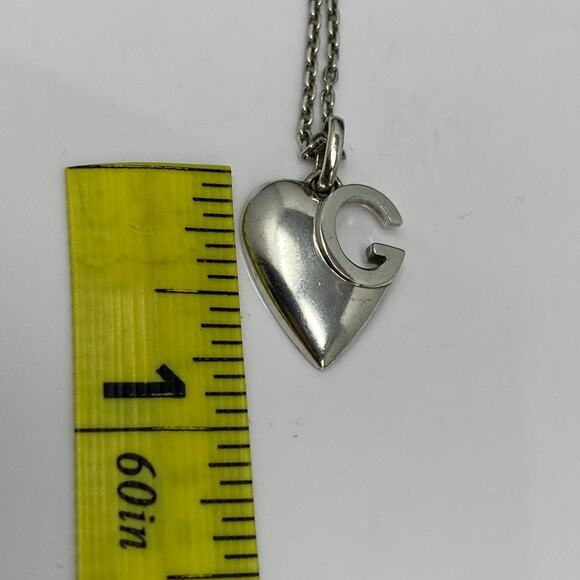Authentic GUCCI Sterling Silver Heart Pendant Necklace 16" - Picture 6 of 7